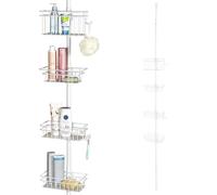 bremermann Étagère de Salle de Bain, télescopique, 4 paniers, jusqu'à Max. env. 290 cm (Blanc)