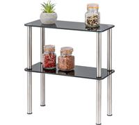 bremermann Etagère en verre, étagère de cuisine 2 niveaux, verre/pieds en inox, noir