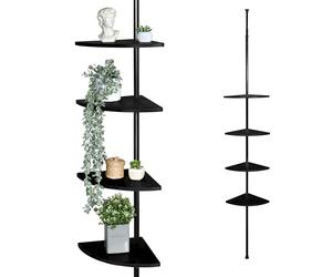 bremermann Étagère murale télescopique avec 4 étagères en bambou, polyvalente dans le salon, le couloir, la salle de bain, le bureau ou la cuisine - Hauteur de montage variable de 140 à 290 cm