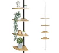 bremermann Étagère murale télescopique avec 4 étagères en bambou. Utilisation polyvalente dans le salon, le couloir, la salle de bain, le bureau ou la cuisine - Hauteur de montage variable de 140 à