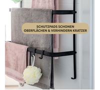 bremermann Rangement de Porte Suspendu, Porte-Serviette de Porte avec 4 Crochets Pratiques (Noir)