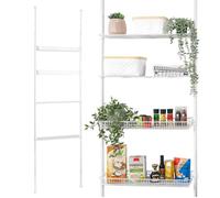 bremermann Étagère télescopique, 2 paniers, 2 étagères, Barre télescopique jusqu'à env. 290 cm (Blanc)