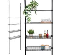 bremermann Étagère télescopique avec 2 paniers 2 étagères, étagère de salle de bain, étagère pour machine à laver, étagère universelle adaptée à de nombreuses pièces d'habitation, barre télescopique r