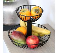 bremermann Fruit Etagere, coupe à fruits, corbeille en fil métallique ronde, Ø env. 18 et 30 cm, noir mat
