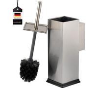 bremermann Garniture de WC avec support mural, porte-brosse de WC, porte-brosse de WC, carré en acier inoxydable