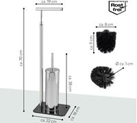 bremermann Garniture de WC sur pied 2en1, brosse de WC, porte-rouleau, acier inoxydable avec socle en verre