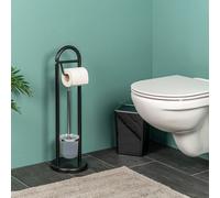 bremermann Garniture de WC sur pied 2en1, brosse de WC, porte-rouleau de WC, noir