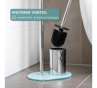 bremermann Garniture de WC sur pied 3en1, brosse de WC, porte-rouleau, avec socle en verre, blanc