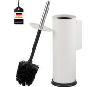 bremermann Garniture WC avec support mural, porte-brosse WC, porte-brosse WC, rond en inox, blanc