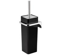 bremermann Garniture WC carrée Savona y Compris Support Mural à Coller ou à percer & 1 tête de Brosse de Rechange - pour Salle de Bains et WC d'invités en Plastique (Gris)