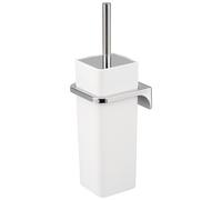 bremermann Garniture WC carrée Savona y Compris Support Mural à Coller ou à percer & 1 tête de Brosse de Rechange - pour Salle de Bains et WC d'invités en Plastique