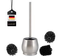 bremermann Garniture WC FOSSA, brosse WC indépendante avec insert en verre, y compris 3x têtes de brosse de rechange noires, en inox