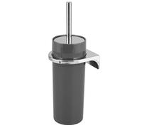 bremermann Garniture WC Ronde Savona y Compris Support Mural à Coller ou à percer & 1 tête de Brosse de Rechange - en Plastique (Gris)