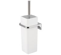 bremermann Garniture WC carrée Savona y Compris Support Mural à Coller ou à percer & 1 tête de Brosse de Rechange - pour Salle de Bains et WC d'invités en Plastique