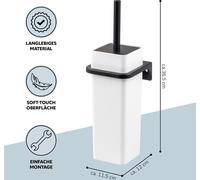bremermann Garniture WC SAVONA Softtouch incl. support mural, porte-brosse WC, carré - blanc
