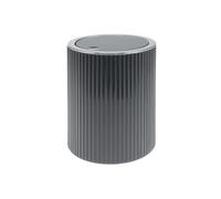 bremermann GAVELLO Mini seau à cosmétiques avec couvercle basculant - Seau de salle de bain avec décor rainuré en plastique - 1,5 l - Gris