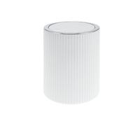 bremermann Gavello - Poubelle de salle de bain avec couvercle basculant - Seau de salle de bain avec décor rainuré - Plastique - 5,5 l (Blanc)
