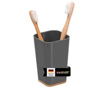 bremermann Gobelet Calvi en bambou et plastique - Porte-ustensiles - Gobelet de rinçage de bouche (gris)