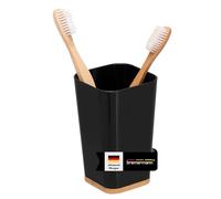 bremermann Gobelet Calvi en bambou et plastique - Porte-ustensiles - Gobelet de rinçage de bouche (noir)