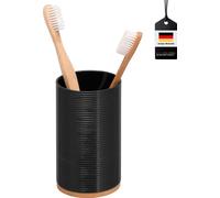 bremermann Gobelet pour brosse à dents SEGNO en bambou et plastique | Porte-ustensiles | Gobelet pour bain de bouche, noir