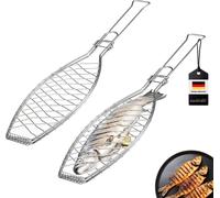 bremermann Grille-poisson, set de 2, poignée rabattable, acier inoxydable, env. 56,7 x 12,8 cm
