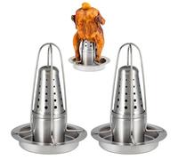 bremermann Grille-Poulet avec récipient pour aromates, rôtissoire pour Poulet, Support pour Poulet en Acier Inoxydable (Acier Inoxydable, 2, Pièce)