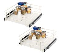 bremermann Jeu de 2 tiroirs télescopiques - 45 cm avec étagère tiroir de cuisine à équiper en métal (blanc crème)