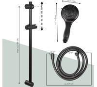 bremermann kit de douche avec douchette en acier inoxydable 1,75 m et barre 71,5 cm