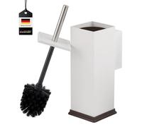 bremermann Kit WC carré en acier inoxydable avec support mural et porte-brosse WC Blanc