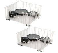 bremermann Lot de 2 corbeilles d'armoire de 50 cm de large avec étagère, tiroir de cuisine à extension complète avec rails télescopiques, idéal pour la cuisine, la salle de bain et la chambre à