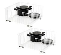 bremermann Lot de 2 corbeilles d'armoire de 50 cm de large avec étagère, tiroir de cuisine à extension complète avec rails télescopiques, idéal pour la cuisine, la salle de bain et la chambre à