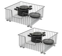 bremermann Lot de 2 corbeilles d'armoire de 50 cm de large avec étagère, tiroir de cuisine à extension complète avec rails télescopiques, idéal pour la cuisine, la salle de bain et la chambre à