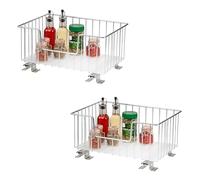 bremermann Lot de 2 corbeilles pour armoires supérieures de 40 cm de large, insert extensible pour étagères et garde-manger, étagère à épices télescopique, tiroir télescopique avec étagère, chromé