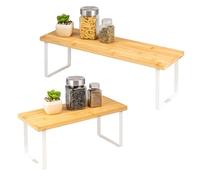 bremermann Lot de 2 étagères à épices en bambou 36/50 cm (blanc)