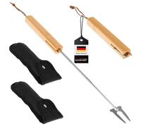 bremermann Lot de 2 fourchettes à barbecue télescopiques // avec sac // Acier inoxydable et bambou // Extensible pour guimauve et saucisses (2)