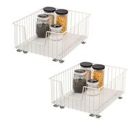 bremermann Lot de 2 paniers d'armoire de 40 cm de large avec étagère, tiroir de cuisine à extension complète avec rails télescopiques, idéal pour cuisine, salle de bain et chambre à coucher, en métal