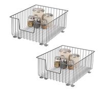 bremermann Lot de 2 paniers d'armoire de 40 cm de large avec étagère, tiroir de cuisine à extension complète avec rails télescopiques, idéal pour cuisine, salle de bain et chambre à coucher, en métal