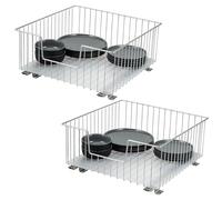 bremermann Lot de 2 paniers d'armoire de 50 cm de large avec étagère, tiroir de cuisine à extension complète avec rails télescopiques, idéal pour la cuisine, la salle de bain et la chambre à coucher