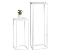 bremermann Lot de 2 tabourets à fleurs en métal - Idéal pour le salon, le couloir et le bureau - Étagère stable et peu encombrante pour la décoration et les plantes d'intérieur - En métal blanc