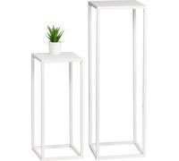 bremermann Lot de 2 tabourets à fleurs, présentoir à fleurs en métal, colonne à fleurs, en métal blanc