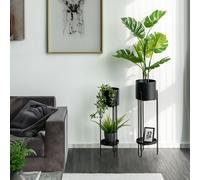 bremermann Lot de 2 tabourets à fleurs, support à fleurs en métal, colonne à fleurs noir