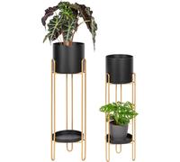 bremermann Lot de 2 tabourets à fleurs, support à fleurs en métal, colonne à fleurs noir/or