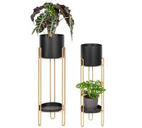 bremermann Lot de 2 tabourets de fleurs en métal Noir/doré