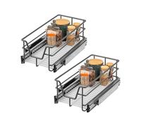 bremermann Lot de 2 tiroirs télescopiques, 30 cm, avec étagère, à extension complète, avec rails télescopiques, idéaux pour la cuisine, la salle de bain et la chambre à coucher, en métal, gris