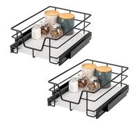 bremermann Lot de 2 tiroirs télescopiques, 40 cm, avec étagère, à extension complète, avec rails télescopiques, idéaux pour la cuisine, la salle de bain et la chambre à coucher, en métal, noirs