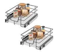 bremermann Lot de 2 tiroirs télescopiques, 40 cm, avec étagère, à extension complète, avec rails télescopiques, idéaux pour cuisine, salle de bain et chambre à coucher, en métal, gris