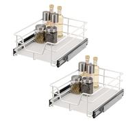 bremermann Lot de 2 tiroirs télescopiques, 40 cm, avec étagère, à extension complète, avec rails télescopiques, idéaux pour la cuisine, la salle de bain et la chambre à coucher, en métal, blancs
