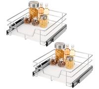 bremermann Lot de 2 tiroirs télescopiques - 50 cm - Avec étagère - À extension complète - Avec rails télescopiques - Idéal pour cuisine, salle de bain et chambre à coucher - En métal - Chromé