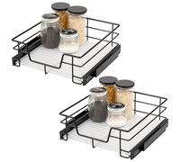 bremermann Lot de 2 tiroirs télescopiques, 50 cm, avec étagère, à extension complète, avec rails télescopiques, idéaux pour la cuisine, la salle de bain et la chambre à coucher, en métal, noirs