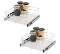 bremermann Lot de 2 tiroirs télescopiques - 50 cm avec étagère, tiroir de cuisine, à extension complète, avec rails télescopiques, idéaux pour la cuisine, la salle de bain et la chambre à coucher, en